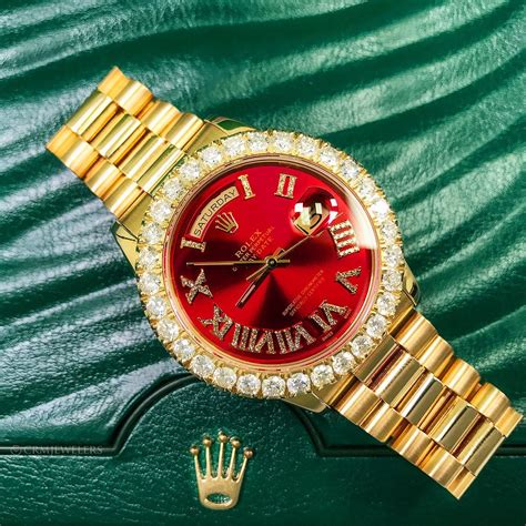 red fac rolex|Rolex watch with red face.